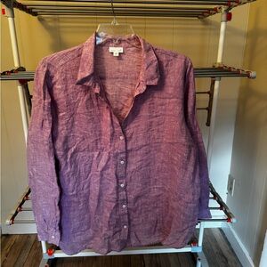 J. Jill Women's Purple Button-Up Shirt